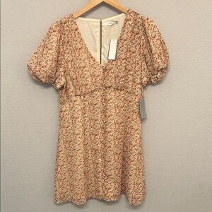 Lush Floral Midi Dress - Red and Cream